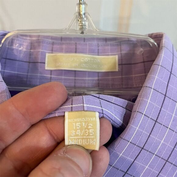 Michael Kors Men's Purple Plaid Long Sleeve Button-Up Shirt Size M with Classic - Picture 4 of 5